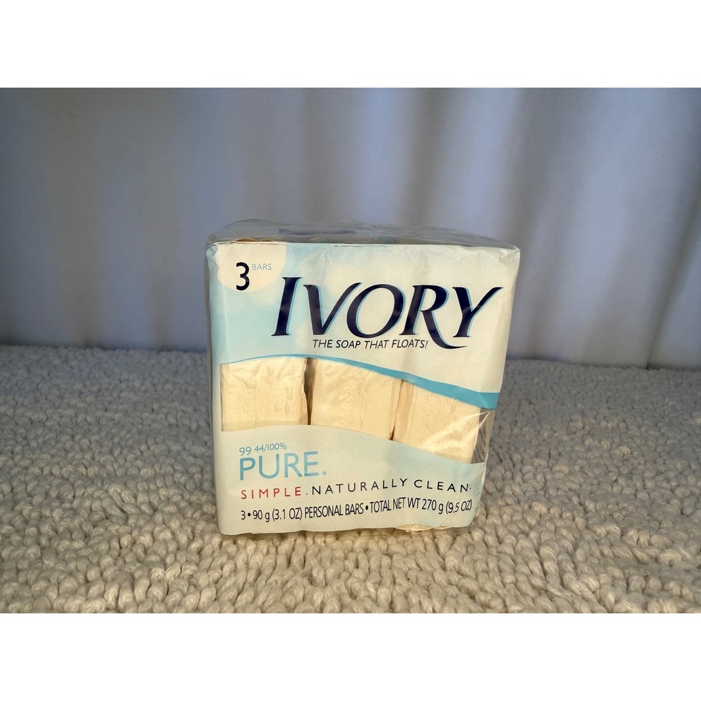 Ivory Pure Personal Bar Soap 3 Pack 3.1oz Bars 99 44/100% Pure White Soap